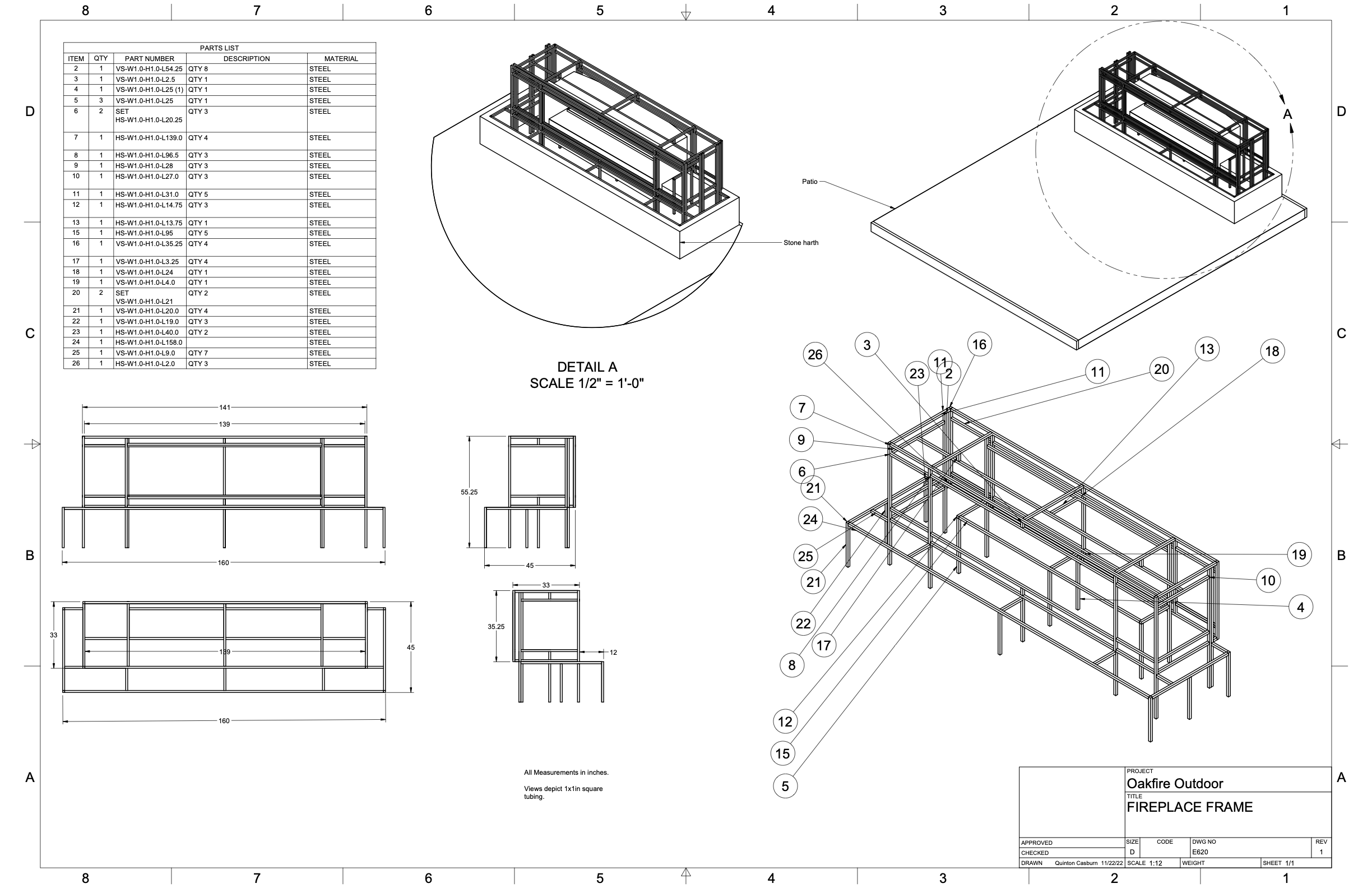 Frame drawing and build schedule